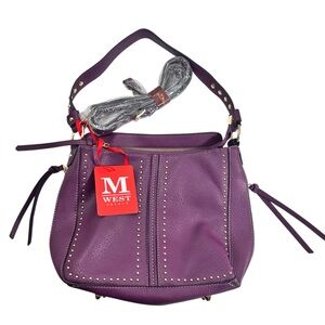 Montana West Studded Hobo Bag with Concealed Carry in Purple and Gold NWT